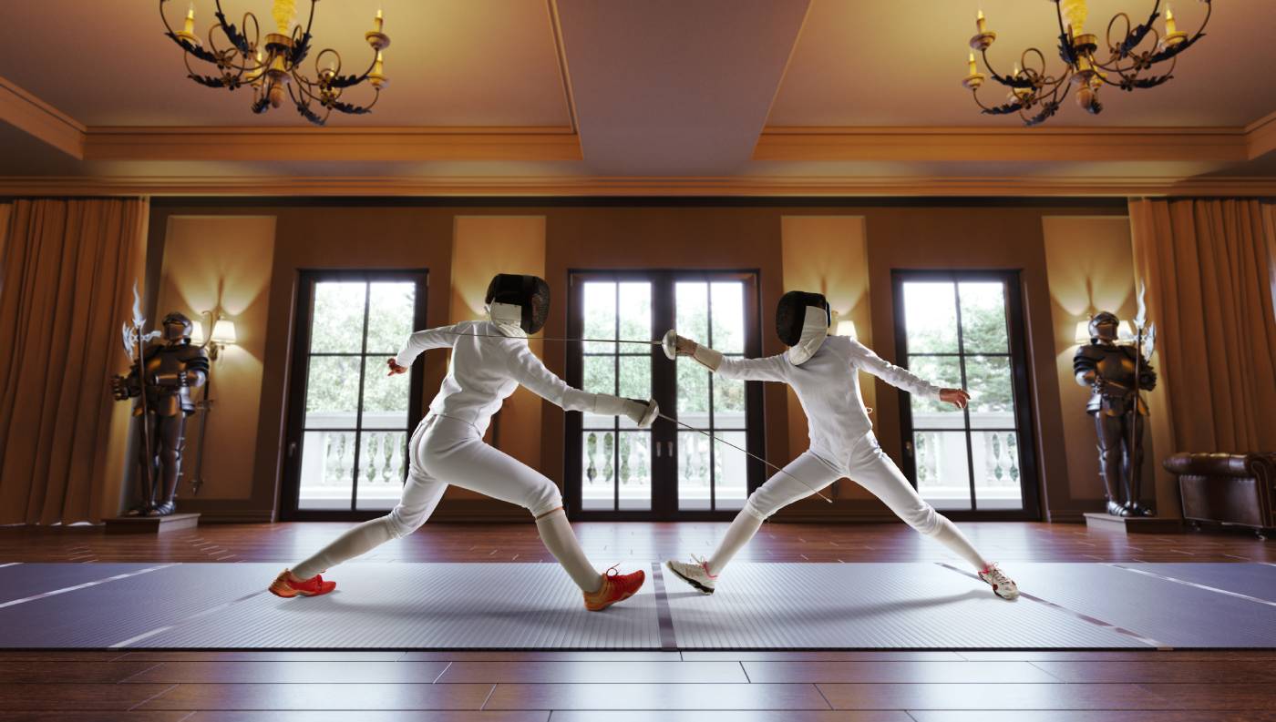 nutrizionista sportivo per scherma femminile, allenamento di fioretto